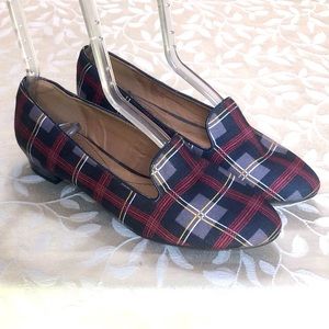 🆕 Iman Womens Shoes size 6 Red Gray Plaid Slip On Loafer NEW Business Office